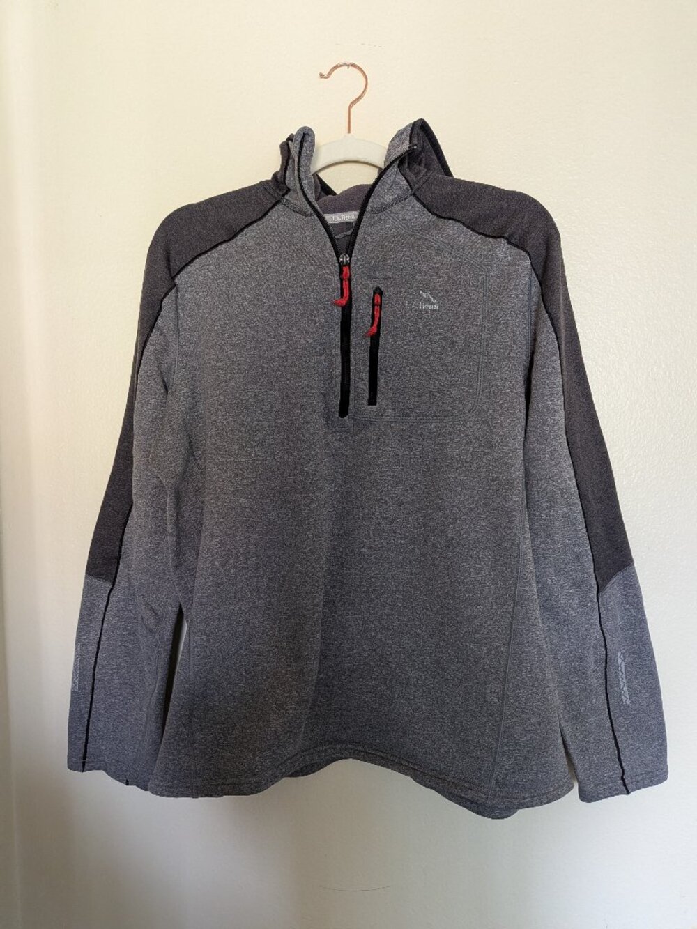 L.L.Bean Mountain Hoodie Gray Quarter Zip Men's L Gorpcore Utility Outdoors